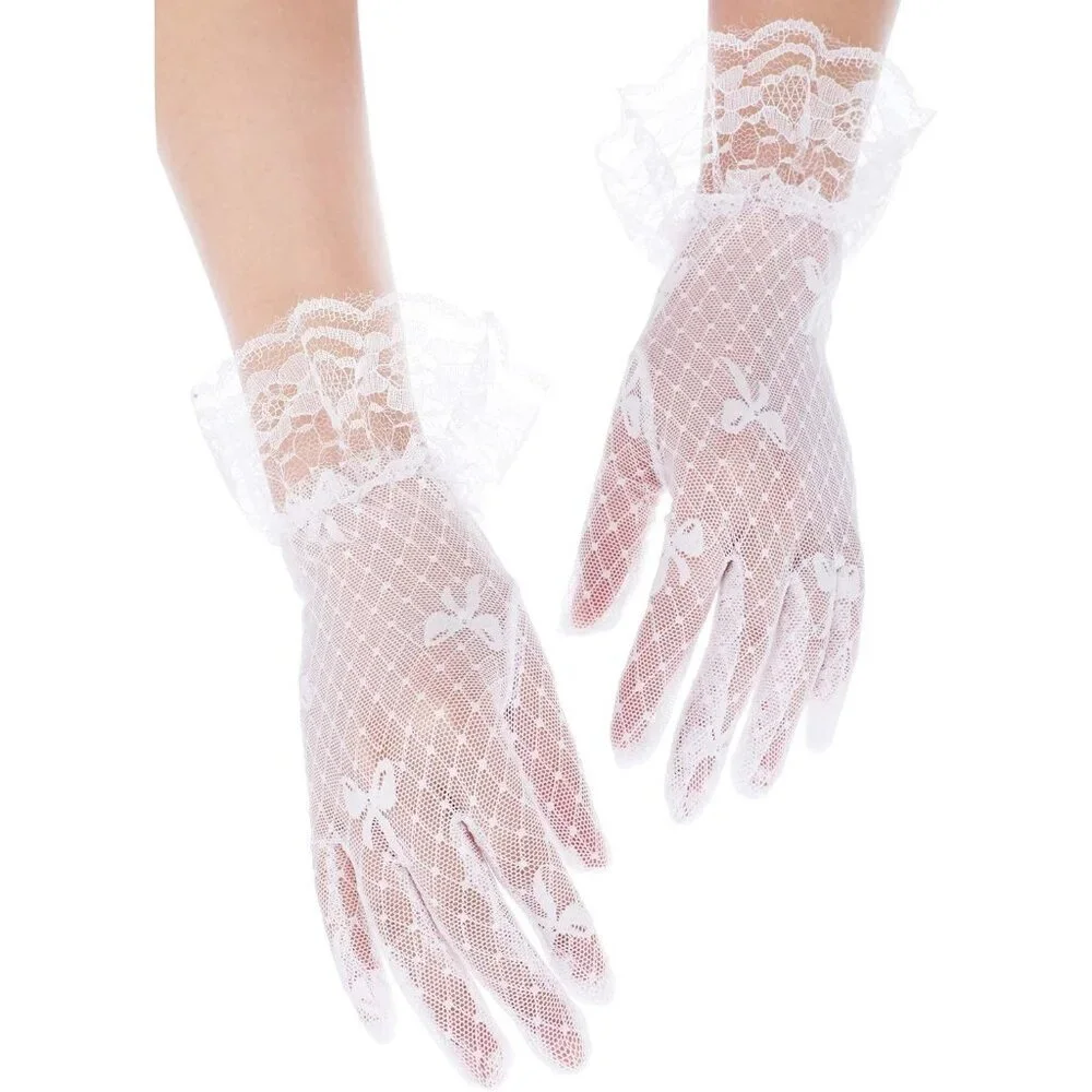 Women's Elegant Dress Up Lace Gloves White Halloween Wedding Parties Prom